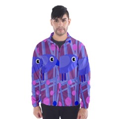 Purple And Blue Bird Wind Breaker (men) by Valentinaart