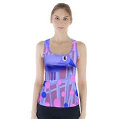 Purple And Blue Bird Racer Back Sports Top by Valentinaart