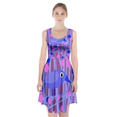 Purple And Blue Bird Racerback Midi Dress by Valentinaart