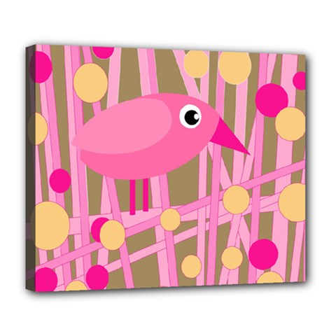 Pink Bird Deluxe Canvas 24  X 20   by Valentinaart