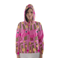 Pink Bird Hooded Wind Breaker (women) by Valentinaart