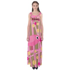 Pink Bird Empire Waist Maxi Dress by Valentinaart