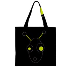 Yellow Alien Zipper Grocery Tote Bag by Valentinaart