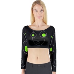 Green Alien Long Sleeve Crop Top by Valentinaart