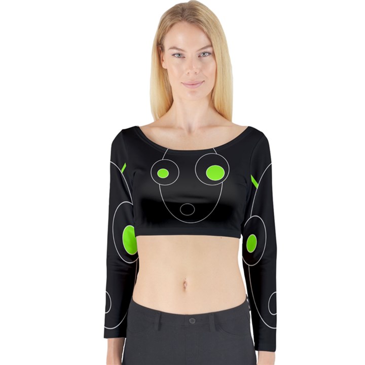 Green alien Long Sleeve Crop Top