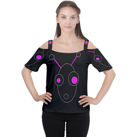 Purple Alien Women s Cutout Shoulder Tee by Valentinaart