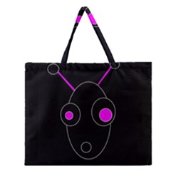 Purple Alien Zipper Large Tote Bag by Valentinaart