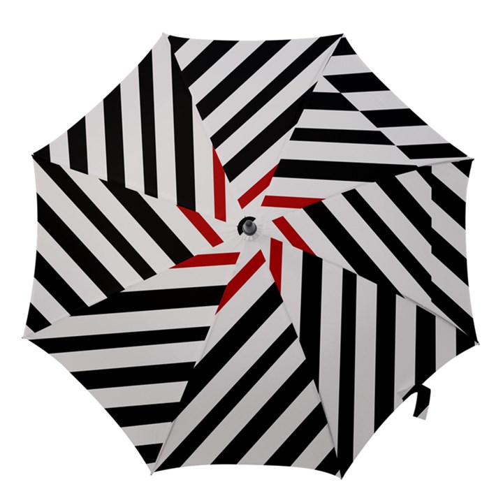 Red, black and white lines Hook Handle Umbrellas (Medium)