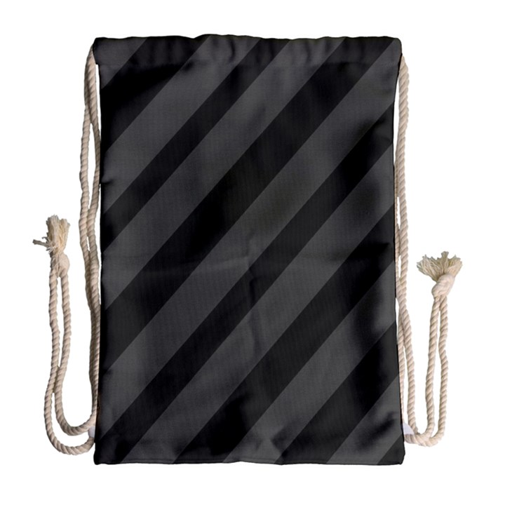 Gray and black lines Drawstring Bag (Large)