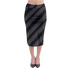 Gray And Black Lines Midi Pencil Skirt by Valentinaart