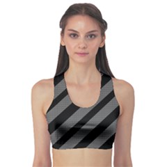 Black And Gray Lines Sports Bra by Valentinaart