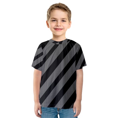 Black And Gray Lines Kid s Sport Mesh Tee by Valentinaart