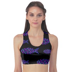 Purple Fishes Pattern Sports Bra by Valentinaart