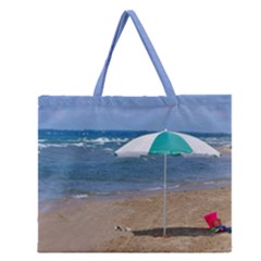 Beach Umbrella Zipper Large Tote Bag by PhotoThisxyz