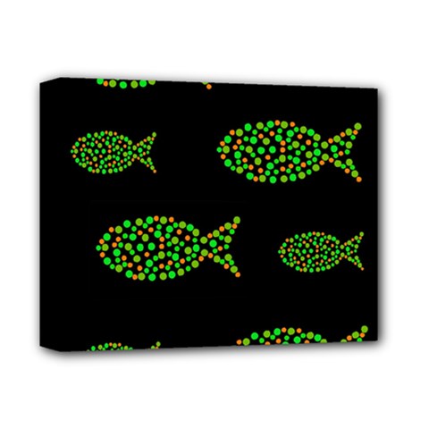 Green Fishes Pattern Deluxe Canvas 14  X 11  by Valentinaart