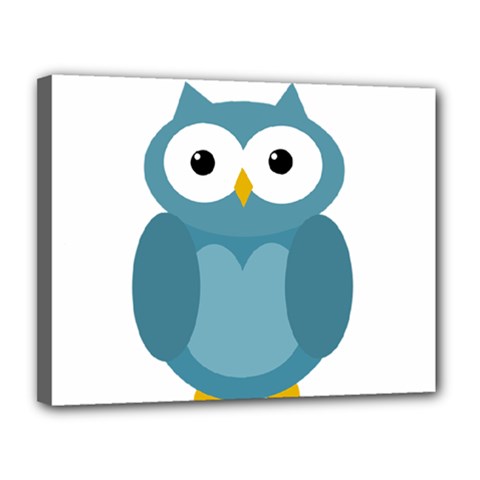 Cute Blue Owl Canvas 14  X 11  by Valentinaart