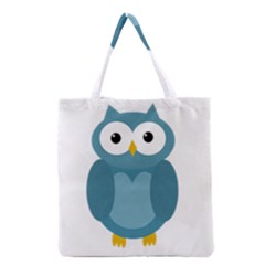 Cute Blue Owl Grocery Tote Bag by Valentinaart