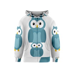 Cute Blue Owl Kids  Zipper Hoodie