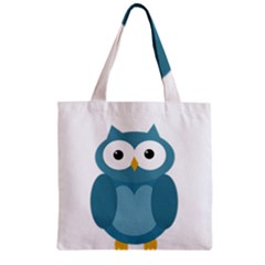 Cute Blue Owl Zipper Grocery Tote Bag by Valentinaart