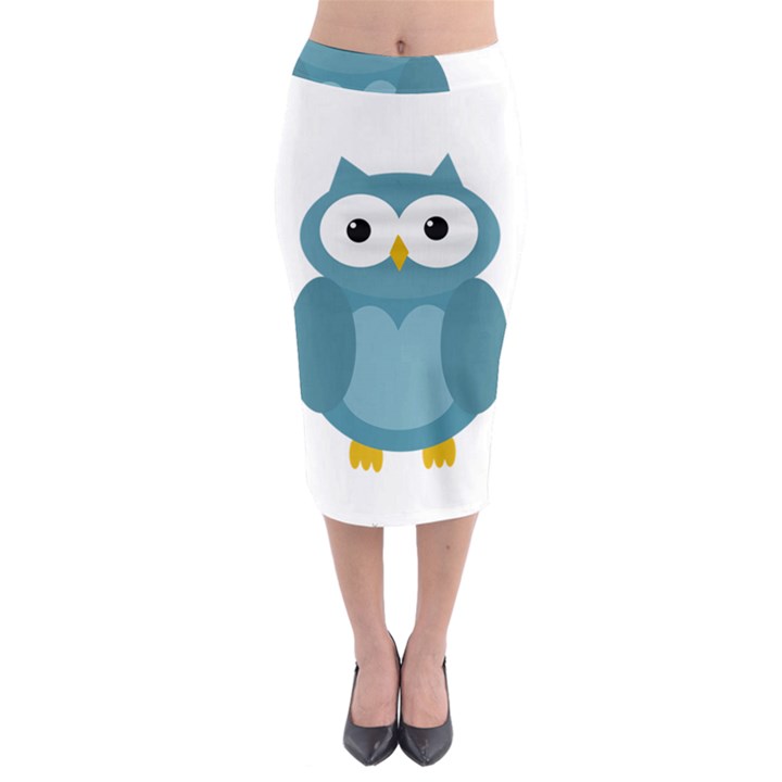 Cute blue owl Midi Pencil Skirt