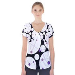 Decorative Circles - Purple Short Sleeve Front Detail Top by Valentinaart