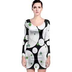 Decorative Circles - Green Long Sleeve Bodycon Dress by Valentinaart