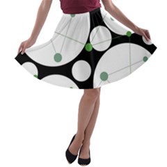 Decorative Circles - Green A-line Skater Skirt by Valentinaart