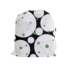 Decorative Circles - Green Drawstring Pouches (extra Large) by Valentinaart