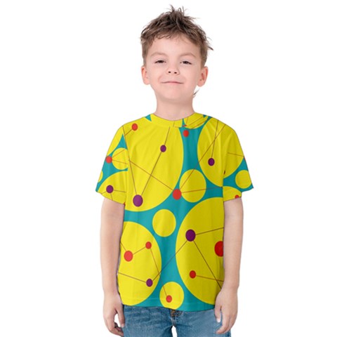 Yellow And Green Decorative Circles Kid s Cotton Tee by Valentinaart