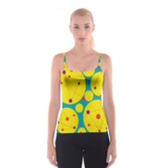 Yellow And Green Decorative Circles Spaghetti Strap Top by Valentinaart