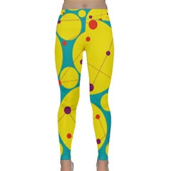 Yellow And Green Decorative Circles Yoga Leggings  by Valentinaart