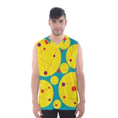 Yellow And Green Decorative Circles Men s Basketball Tank Top by Valentinaart