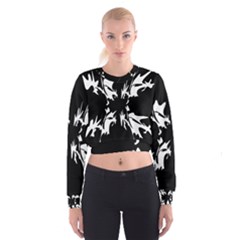 Black And White Pattern Women s Cropped Sweatshirt by Valentinaart