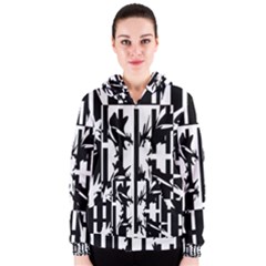 Black And White Abstraction Women s Zipper Hoodie by Valentinaart