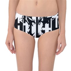 Black And White Abstraction Mid-waist Bikini Bottoms by Valentinaart