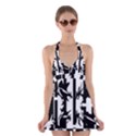 Black and white abstraction Halter Swimsuit Dress View1