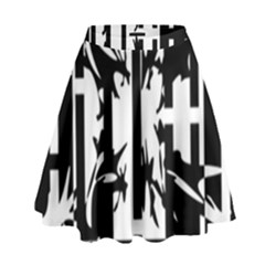 Black And White Abstraction High Waist Skirt by Valentinaart