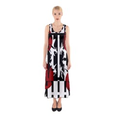 Red, Black And White Elegant Design Sleeveless Maxi Dress by Valentinaart