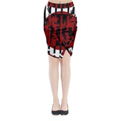 Red, Black And White Decorative Design Midi Wrap Pencil Skirt by Valentinaart