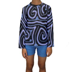 Blue abstract design Kid s Long Sleeve Swimwear