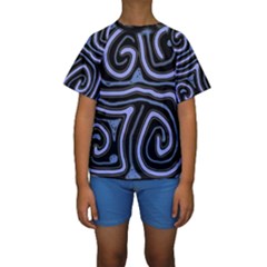 Blue abstract design Kid s Short Sleeve Swimwear