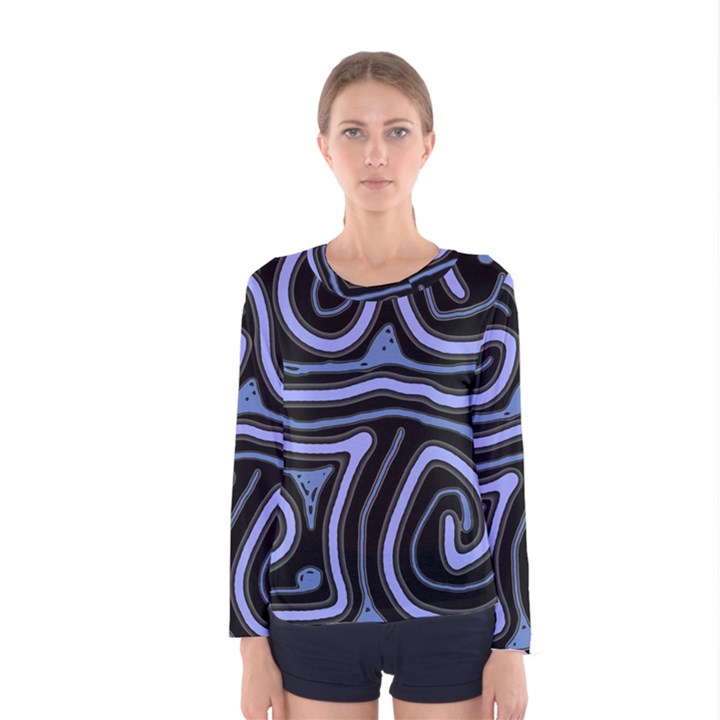 Blue abstract design Women s Long Sleeve Tee