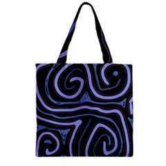 Blue abstract design Zipper Grocery Tote Bag