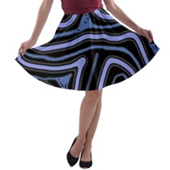 Blue abstract design A-line Skater Skirt