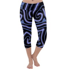 Blue abstract design Capri Yoga Leggings