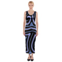 Blue abstract design Fitted Maxi Dress