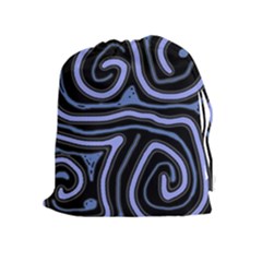 Blue abstract design Drawstring Pouches (Extra Large)