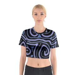 Blue abstract design Cotton Crop Top