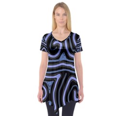 Blue abstract design Short Sleeve Tunic 