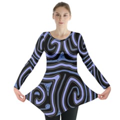 Blue abstract design Long Sleeve Tunic 